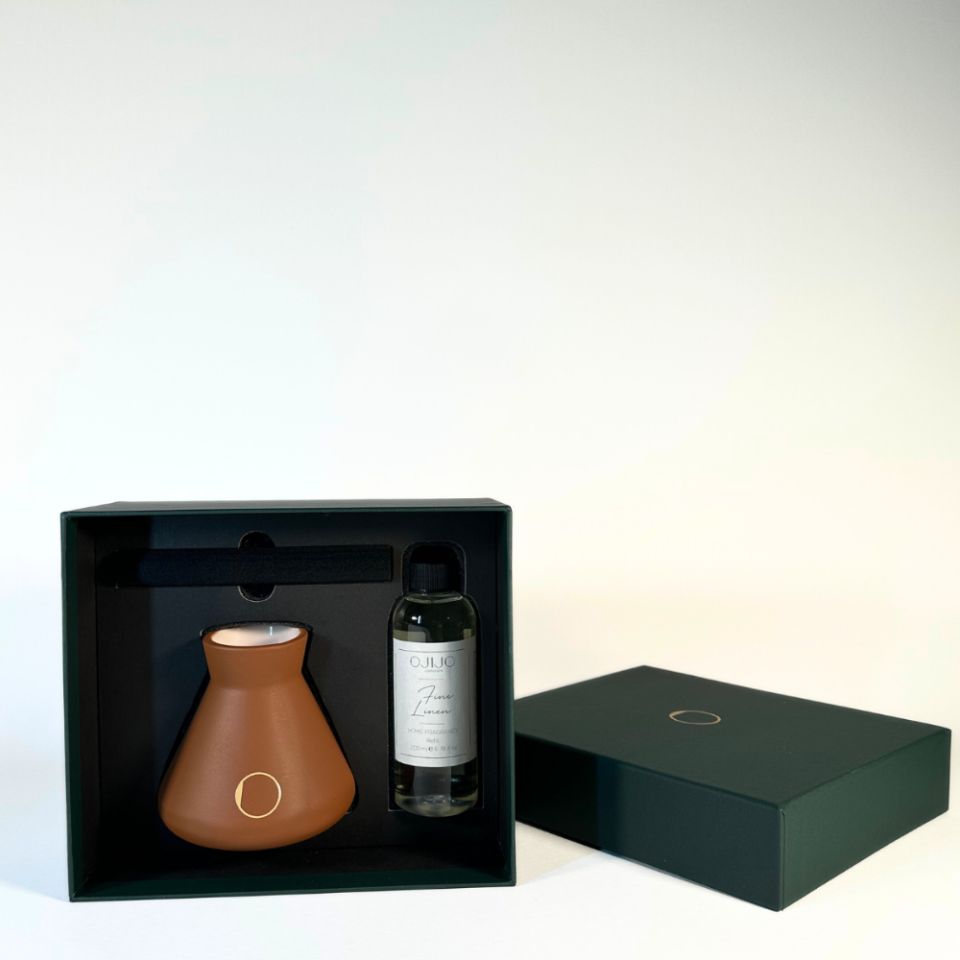 Çubuklu Oda Kokusu, Kahverengi Seramik Pot