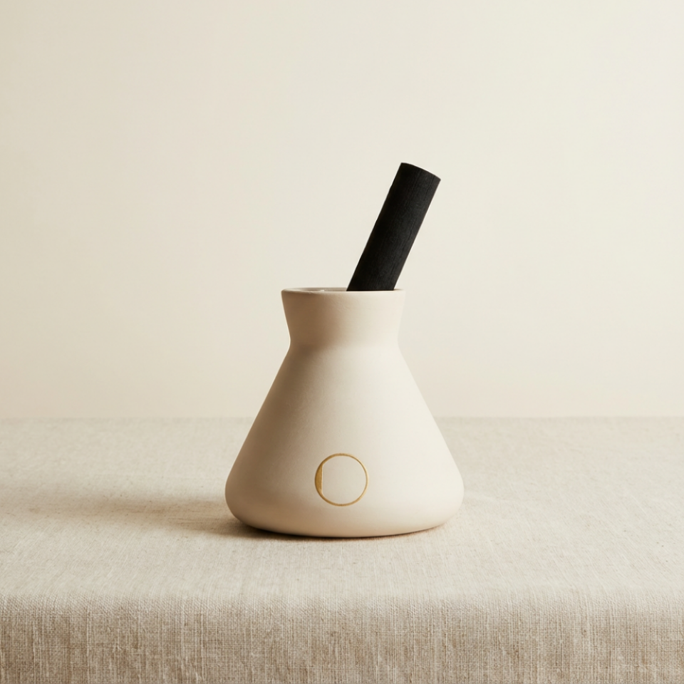 Çubuklu Oda Kokusu, Mat Bej Seramik Pot