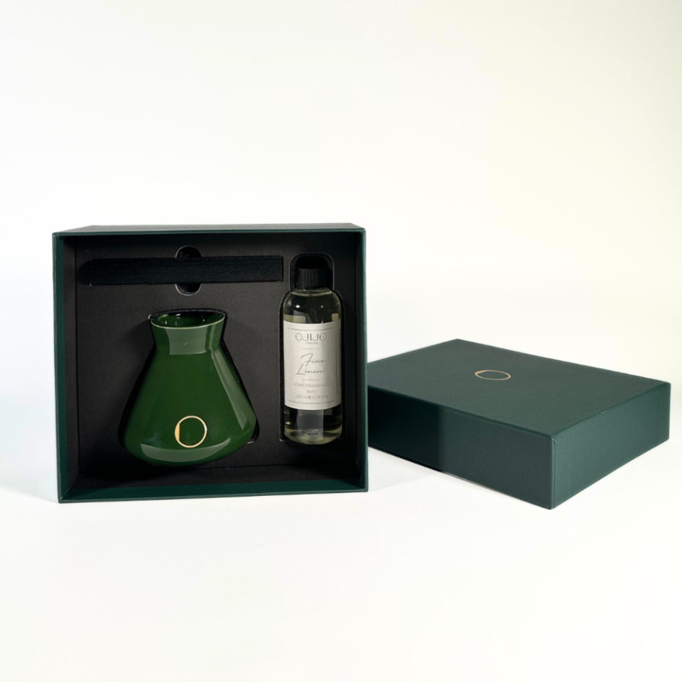 Çubuklu Oda Kokusu, Parlak Yeşil Seramik Pot