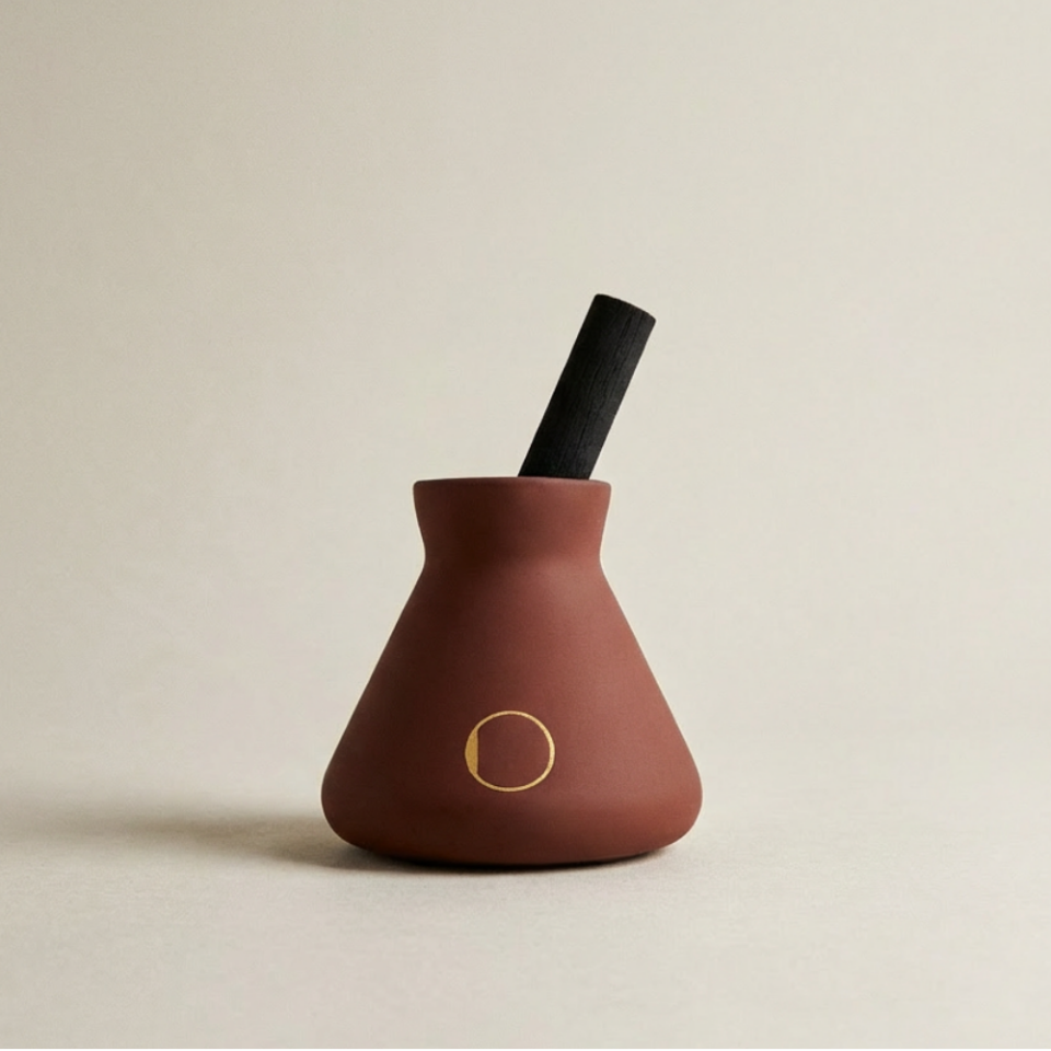 Çubuklu Oda Kokusu, Kestane Stoneware Seramik Pot