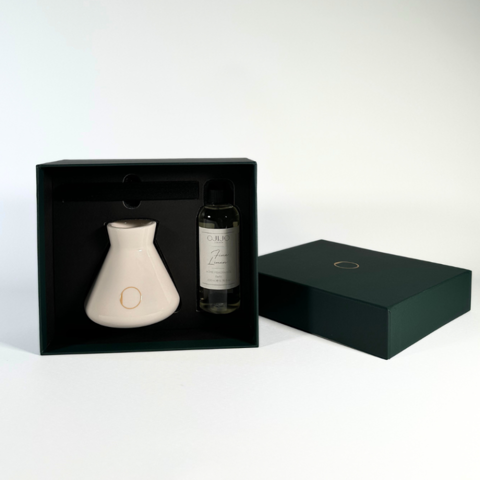 Çubuklu Oda Kokusu, Parlak Bej Seramik Pot