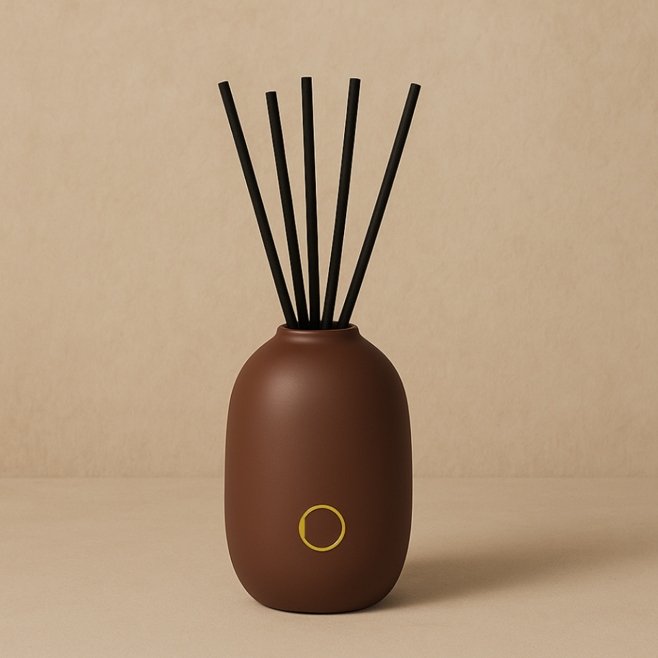 Çubuklu Oda Kokusu, Galaksi Koyu Kahverengi Stoneware Seramik Pot