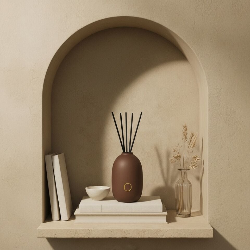 Çubuklu Oda Kokusu, Galaksi Koyu Kahverengi Seramik Pot