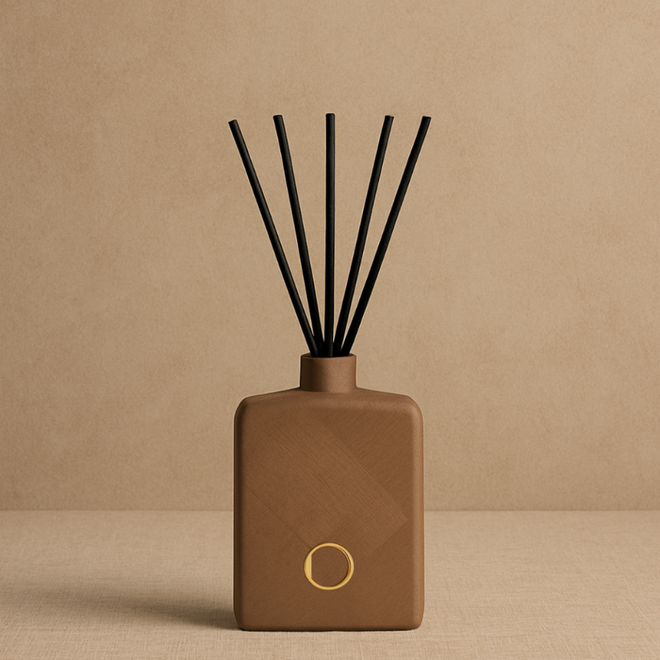 Çubuklu Oda Kokusu, Rekta Kahverengi Stoneware Seramik Pot