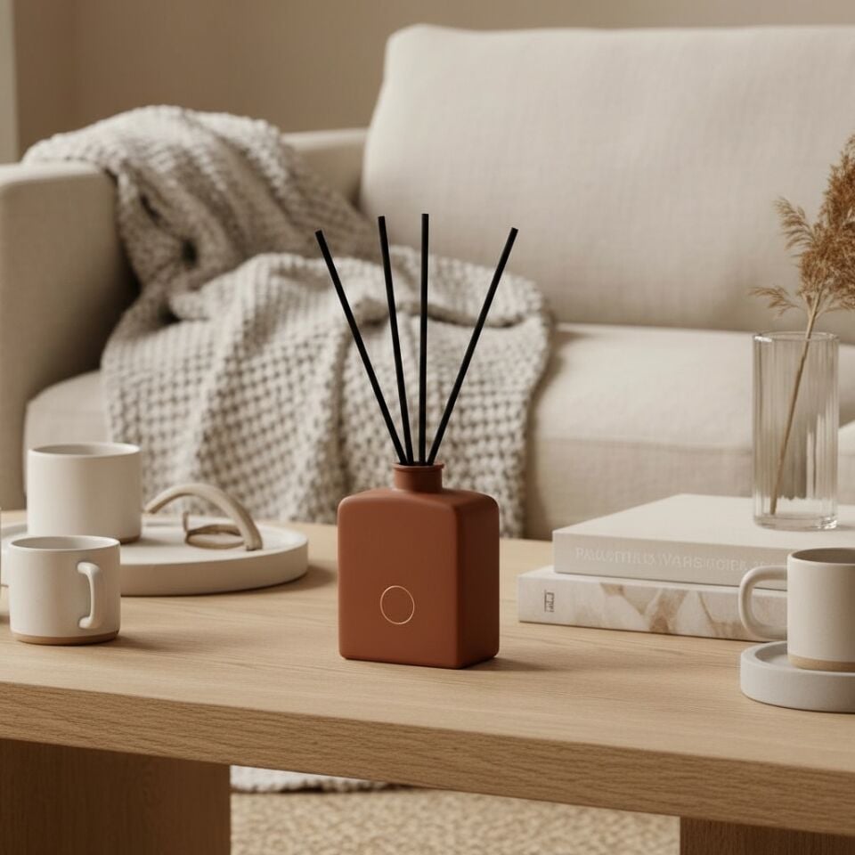 Çubuklu Oda Kokusu, Rekta Kızıl Stoneware Seramik Pot