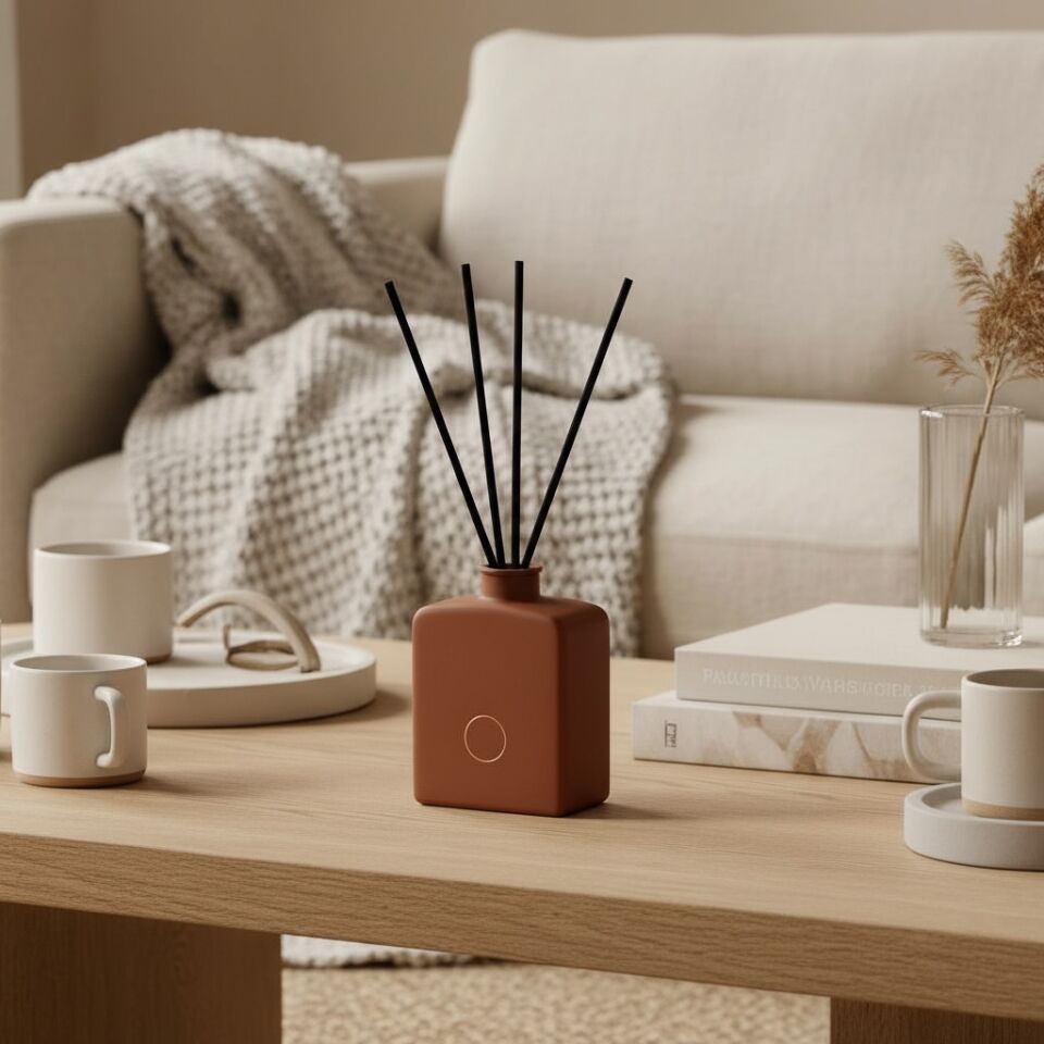 Çubuklu Oda Kokusu, Rekta Kızıl Stoneware Seramik Pot